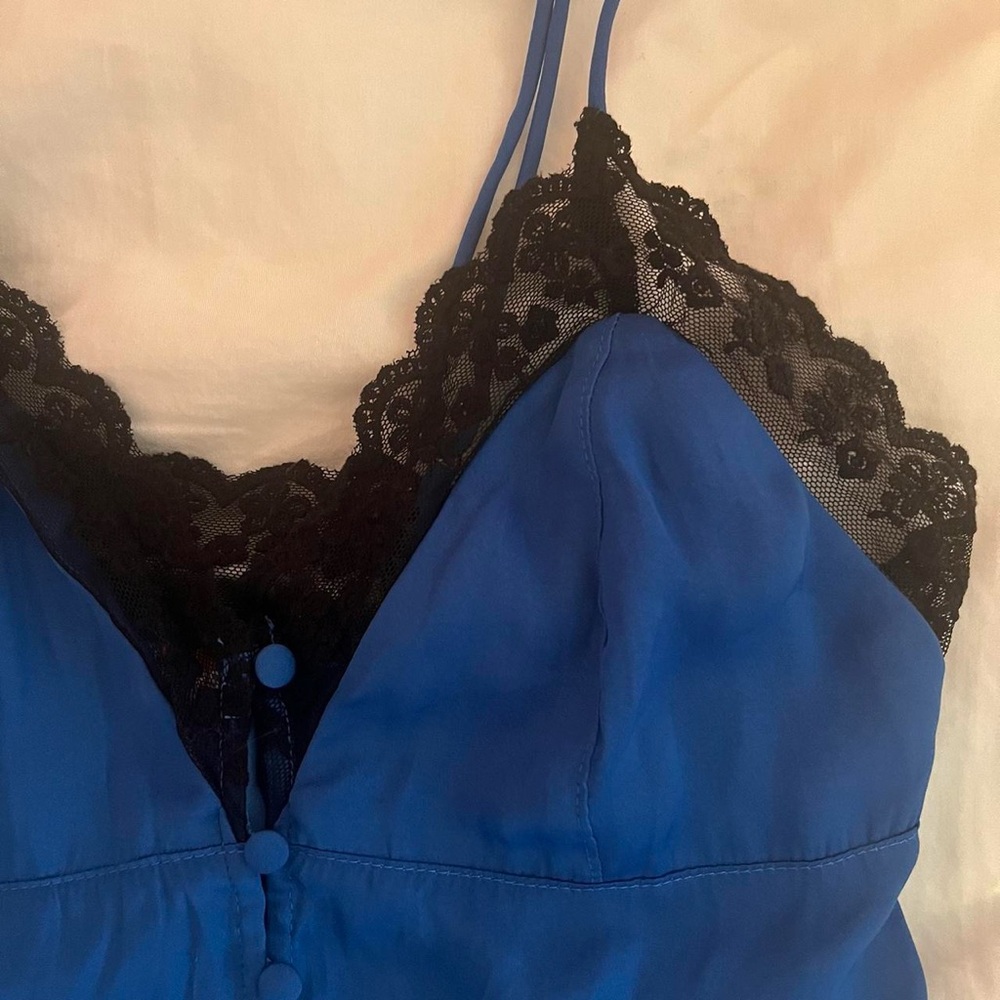 Urban Outfitters Blue top with Black Lace